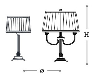 Measurements of the 530 Opera Italamp table lamp